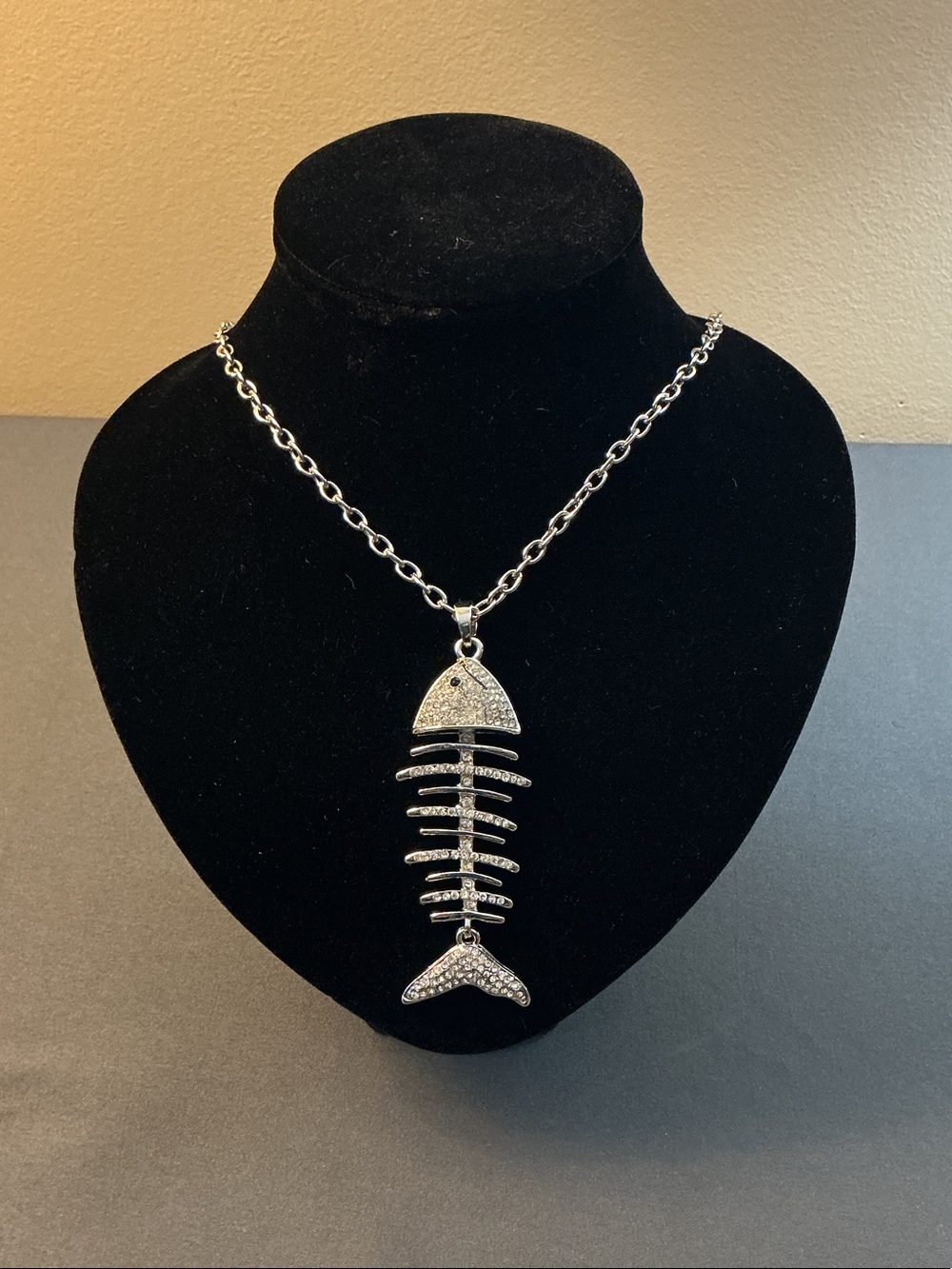 Silver Fishbone Pendant Necklace - Women Jewelry